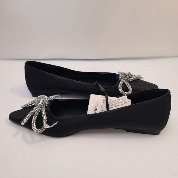 ZARA EMBELLISHED BOW BALLET FLATS BLACK SIZE| 2577/010 - Picture 9 of 11